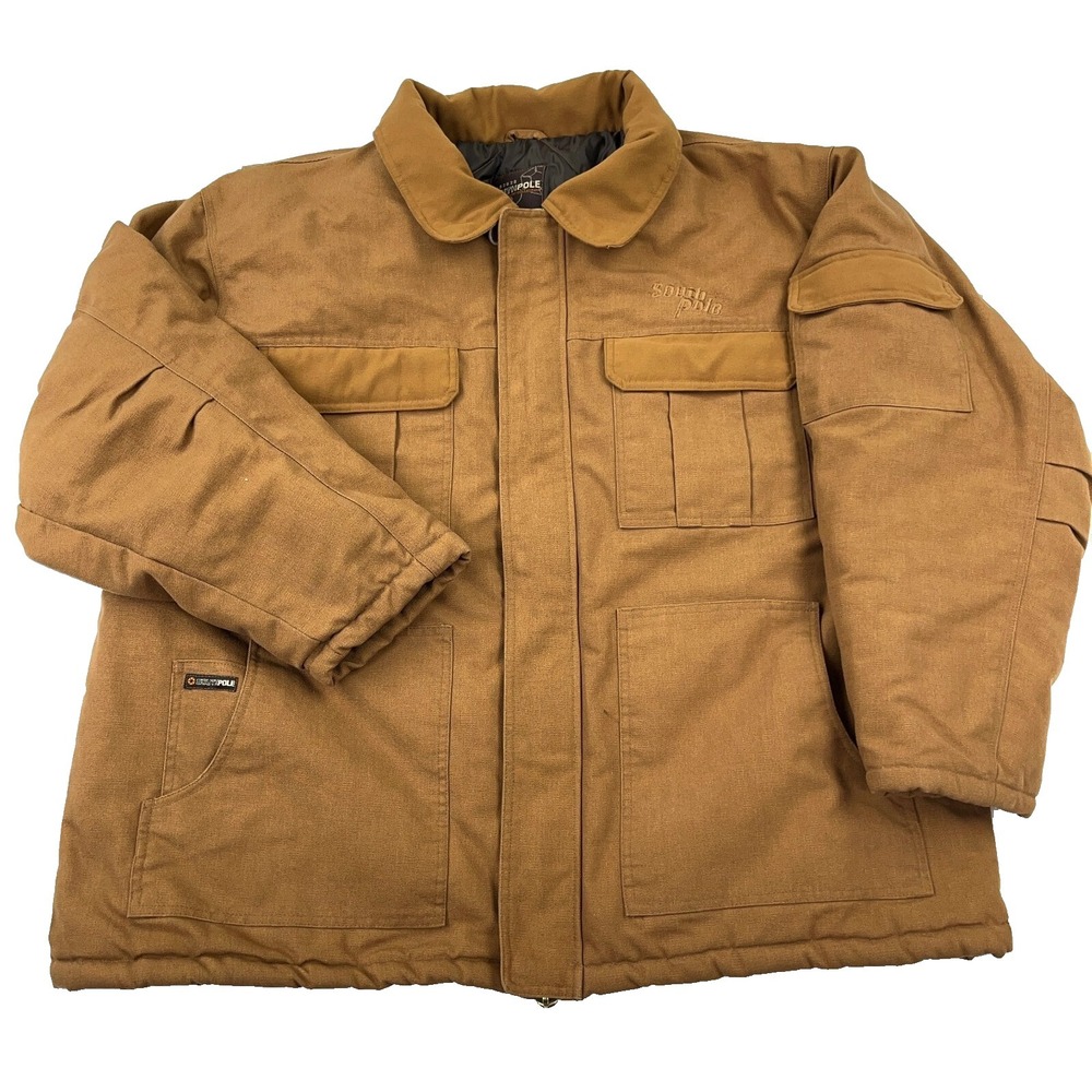 Vintage South Pole Jacket Men XXL Brown Duck Canvas Barn Chore Coat Puffer Y2K